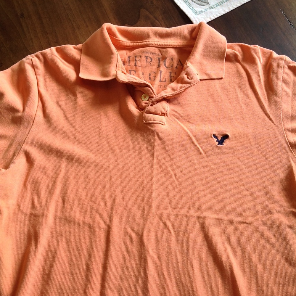 Men's American Eagle orange polo shirt